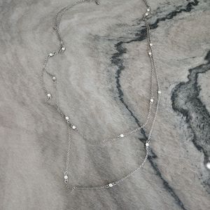 Ethereal Silver Droplets Station Necklace